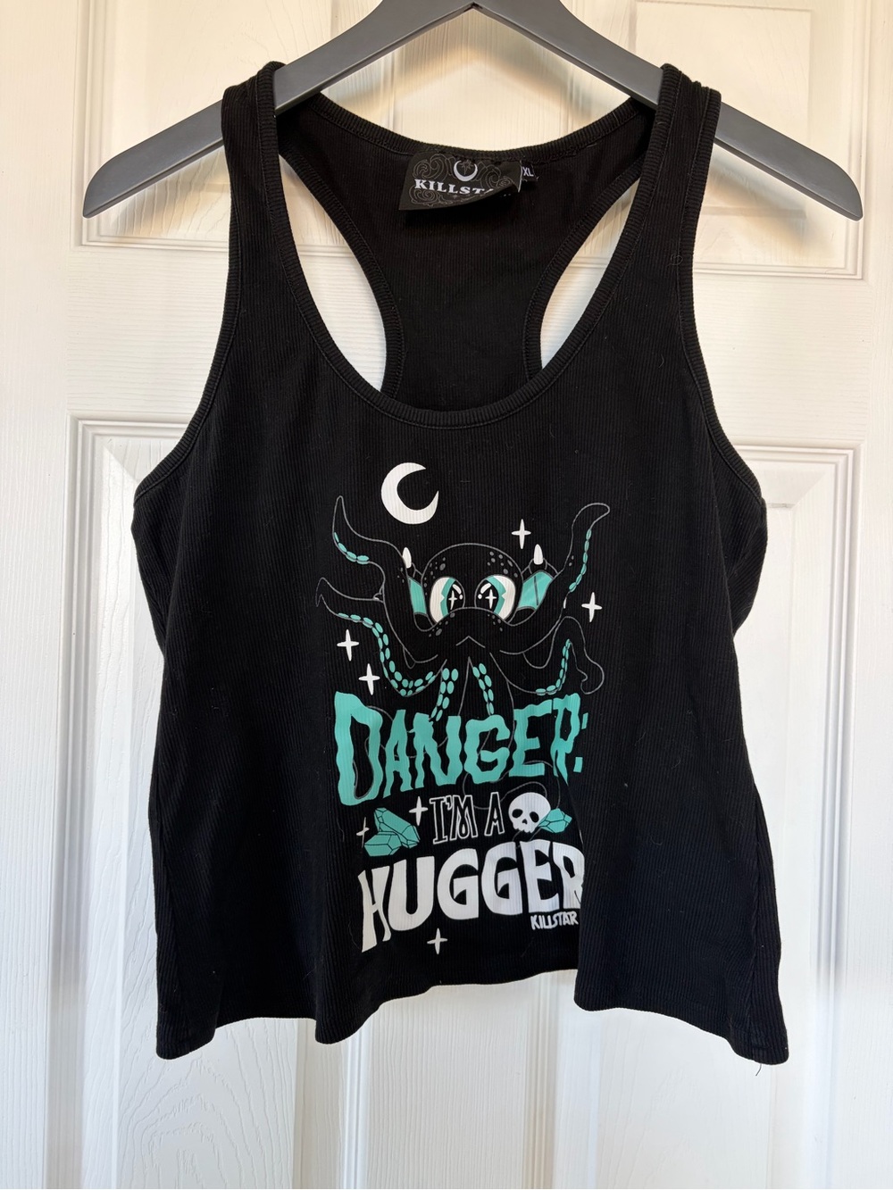 Killstar Black Ribbed Racerback Tank with White Label